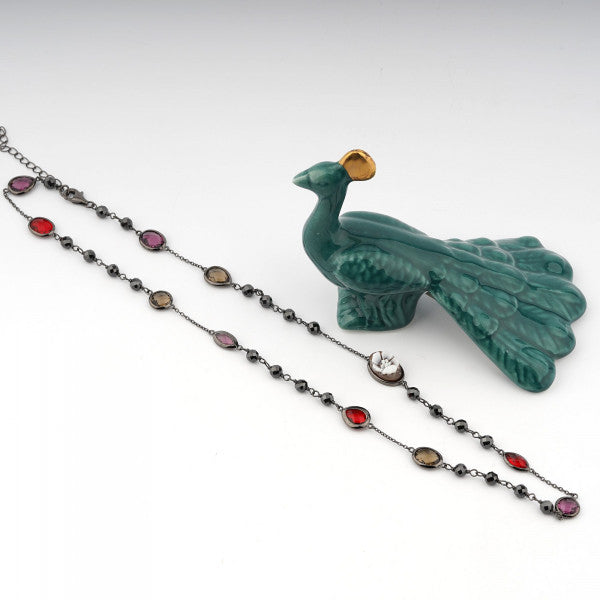 Collana Donna Cameo Italiano Argento Brunito 925 Girocollo Zirconi C16S-N